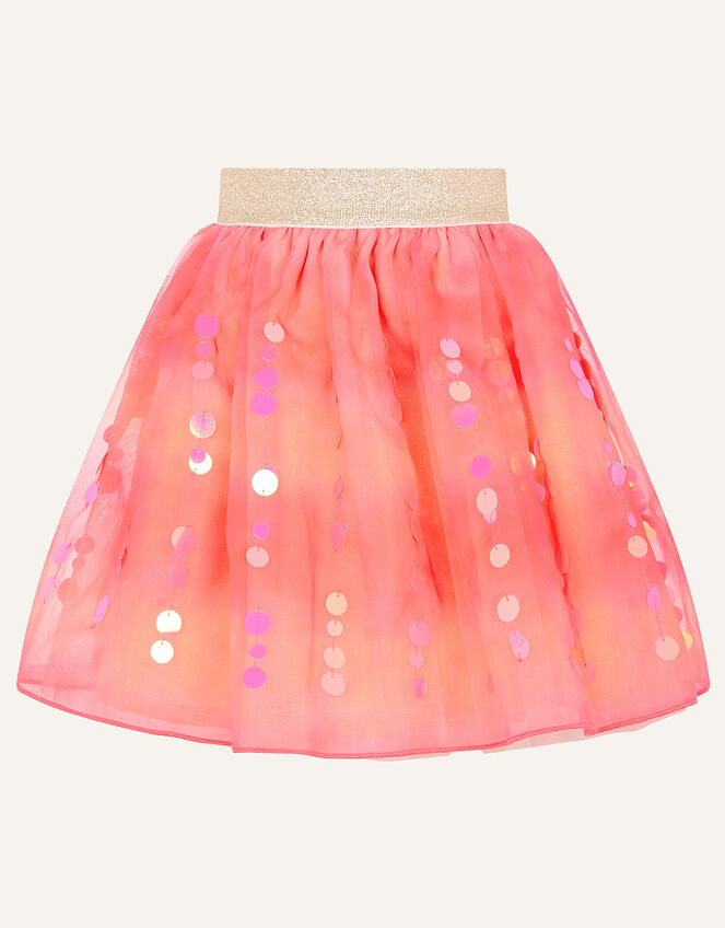 Sequin Tie Dye Skirt , Orange (CORAL), large