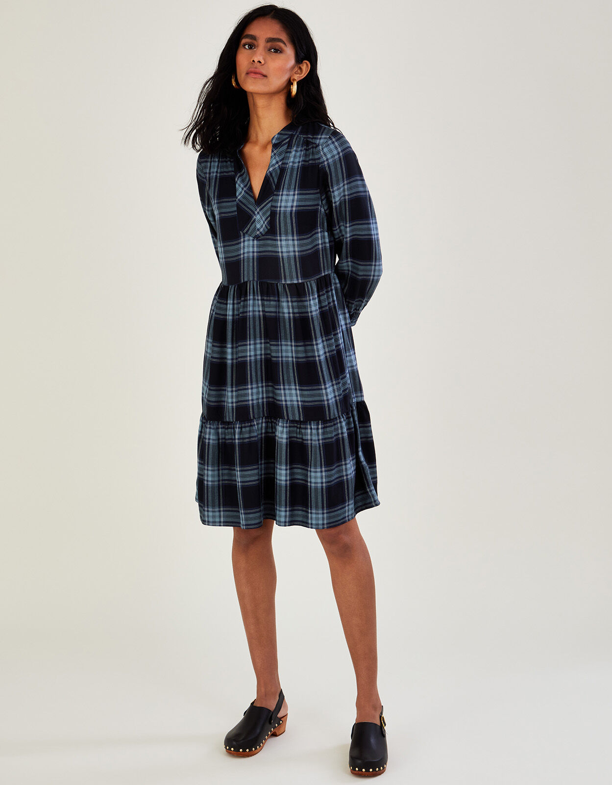 Checked smock dress clearance