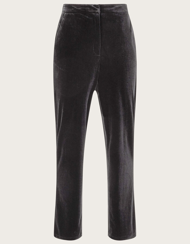Maria Velvet Straight Leg Trousers, Black (BLACK), large