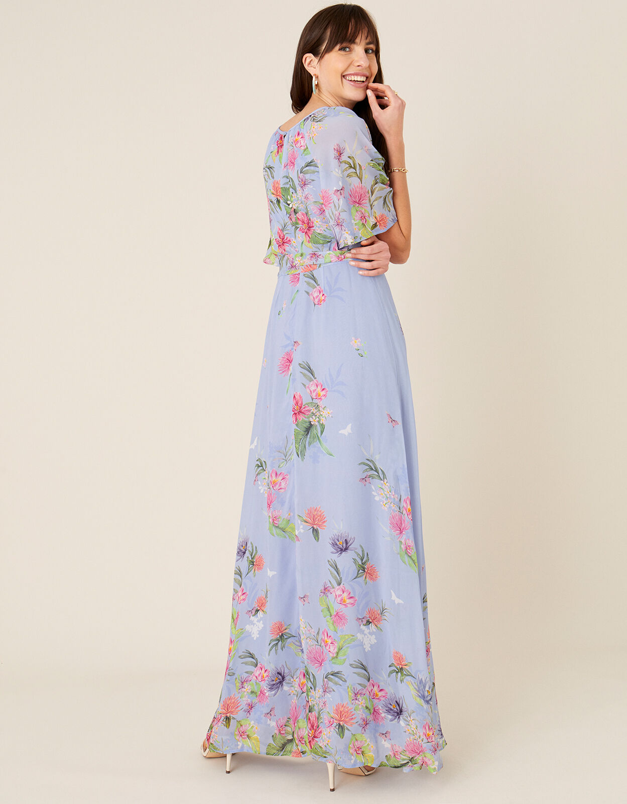 blue flower maxi dress