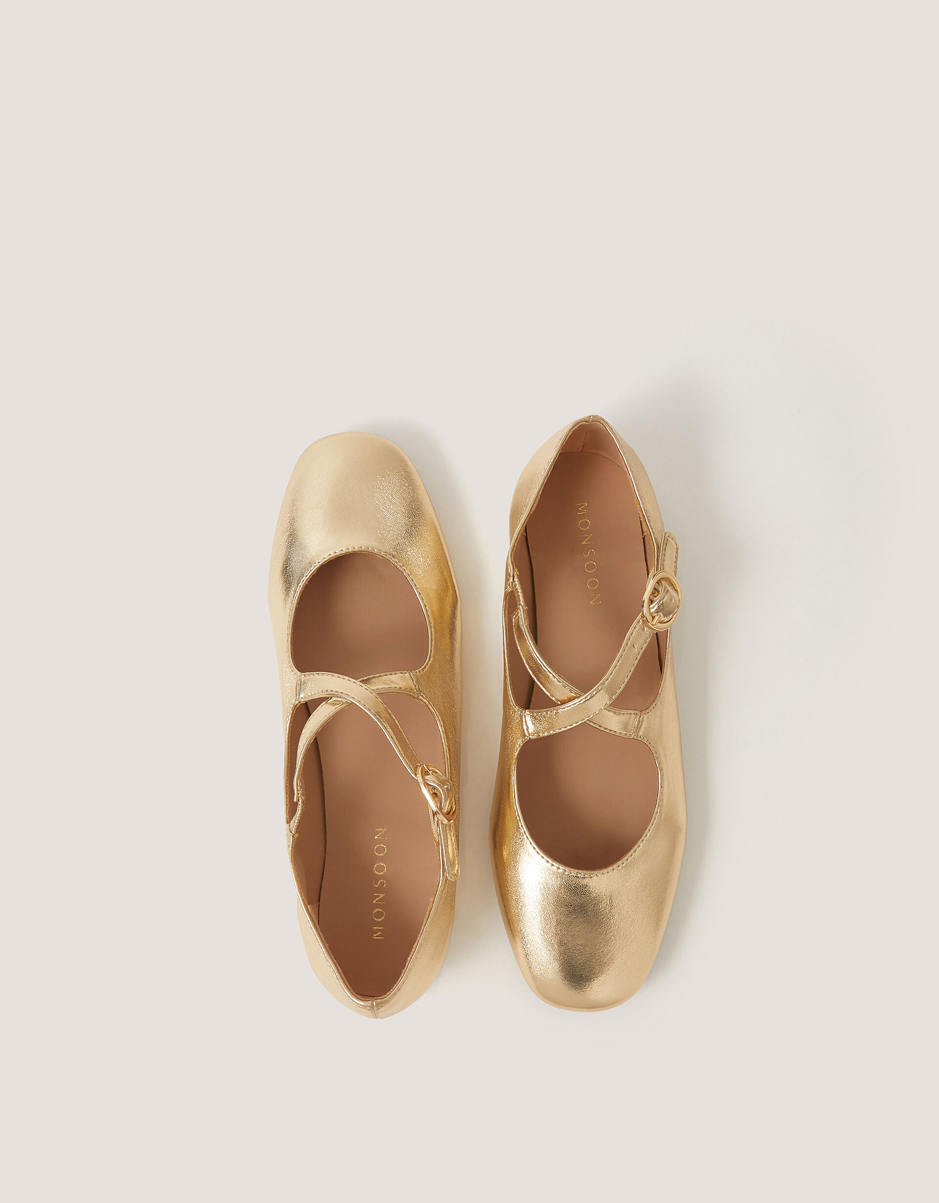 Dana Metallic Mary Jane Ballet Flats Gold