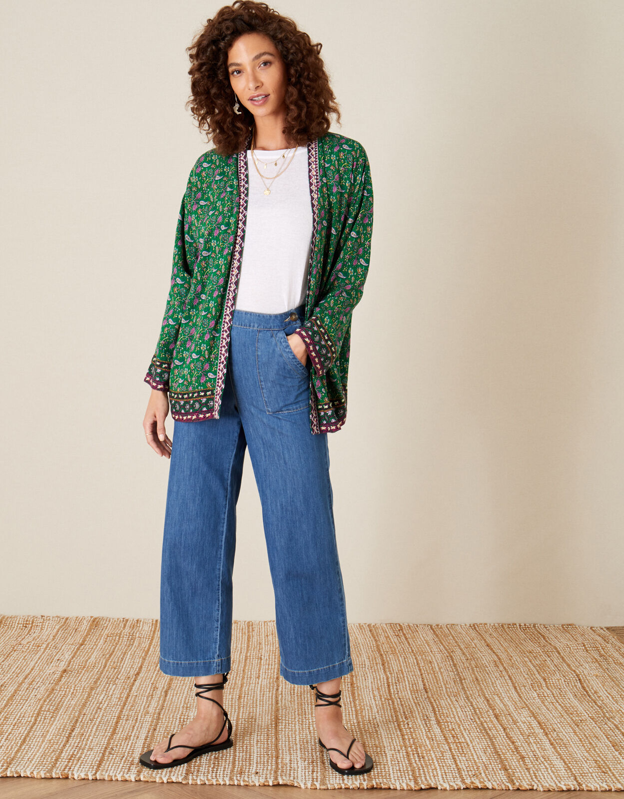Paisley Print Kimono Green