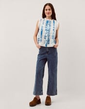 Soleil Print Lace Tank Top, Blue (COBALT), large