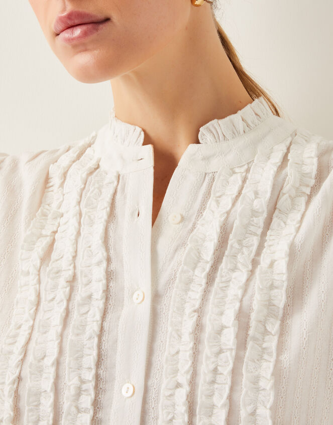 Chiara Frill Cotton Blouse, Ivory (IVORY), large
