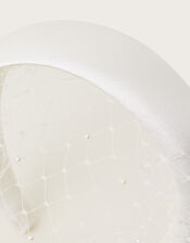 Pearl Net Veil Bridal Headband, , large