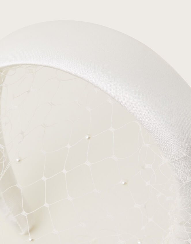 Pearl Net Veil Bridal Headband, , large