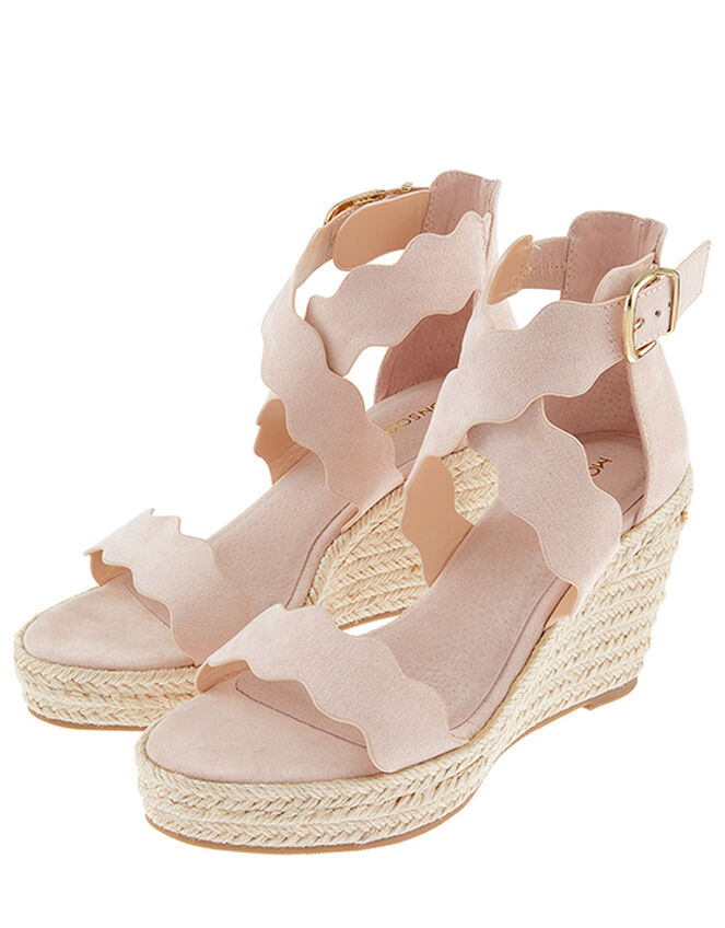 Sophie Scalloped Wedge Heel Sandals, Nude (NUDE), large