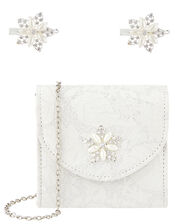Melody Pearl Flower Bag and Hair Clip Set, , large
