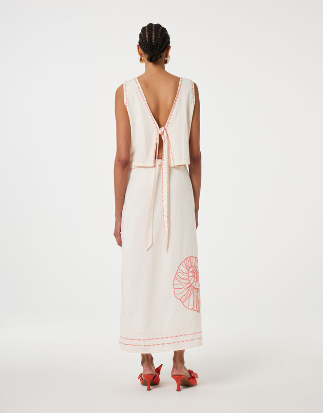 Fabienne Chapot Sine Shell Embroidered Wrap Skirt, Ivory (IVORY), large