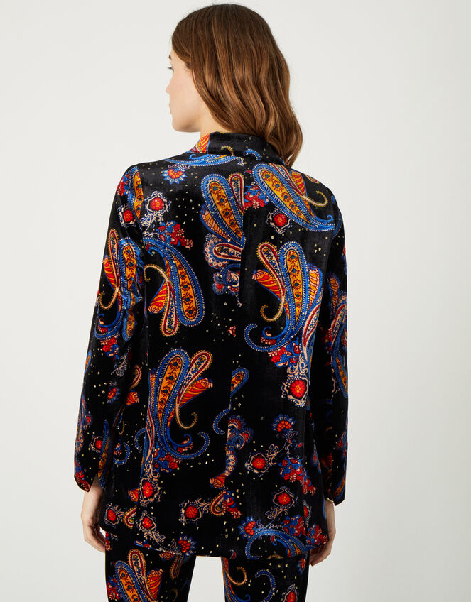 Rowan Paisley Stretch Velvet Jacket, Black (BLACK), large