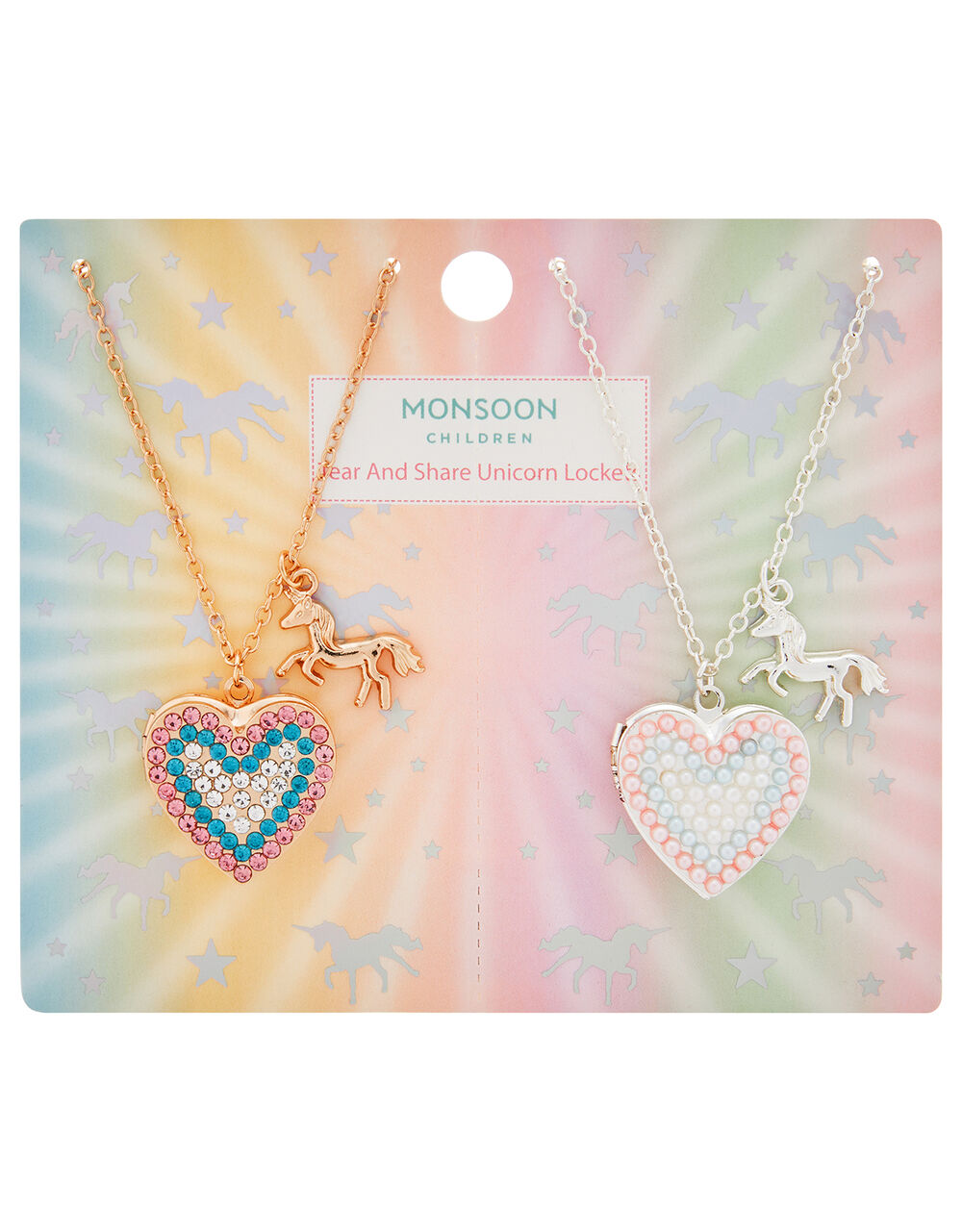 Unicorn Locket Friendship Necklace Set Girls' Jewellery Monsoon UK.