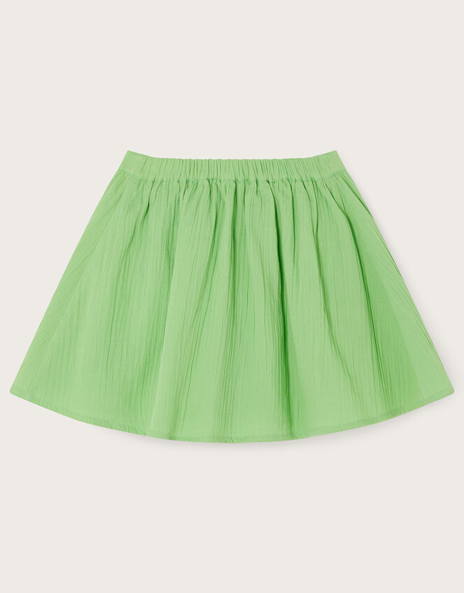 Crochet Pocket Cheesecloth Skirt, Green (GREEN), large