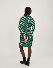 Geometric Print Jersey Wrap Dress, Green (GREEN), large
