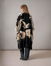 One Hundred Stars Velvet Stork Print Kimono, , large
