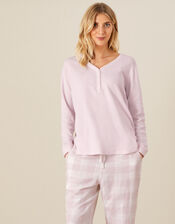 V-Neck Waffle Jersey Top, Pink (BLUSH), large