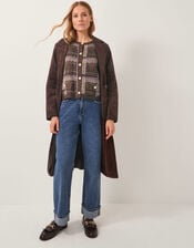 Carmen Check Cardigan, Brown (CHOCOLATE), large