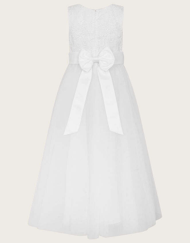 Alice Lace Tulle Maxi Communion Dress, White (WHITE), large