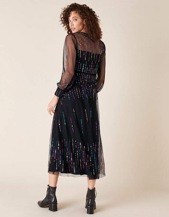 Louise Sequin Midi Dress, Black (BLACK), large