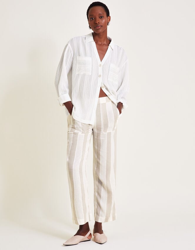 Harley Stripe Linen Blend Trousers, Natural (NATURAL), large