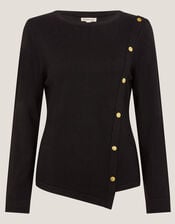 Bonnie Asymmetrical Button Jumper, Black (BLACK), large
