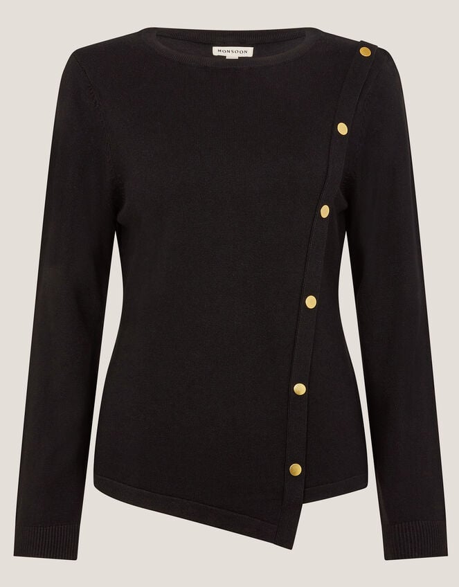 Bonnie Asymmetrical Button Jumper, Black (BLACK), large