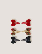 6-Pack Velvet Bow Hair Clips, , large