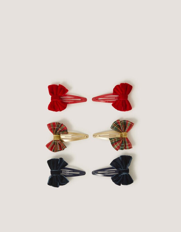 6-Pack Velvet Bow Hair Clips, , large