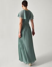Madison Flutter Sleeve Pleated Bridesmaid Dress, Green (SAGE), large
