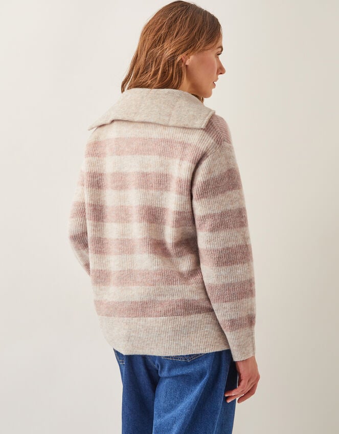 Zia Stripe Half-Zip Jumper, Natural (NATURAL), large