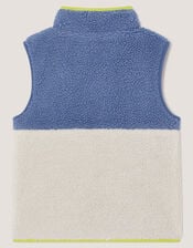 Colourblock Borg Fleece Gilet, Blue (BLUE), large