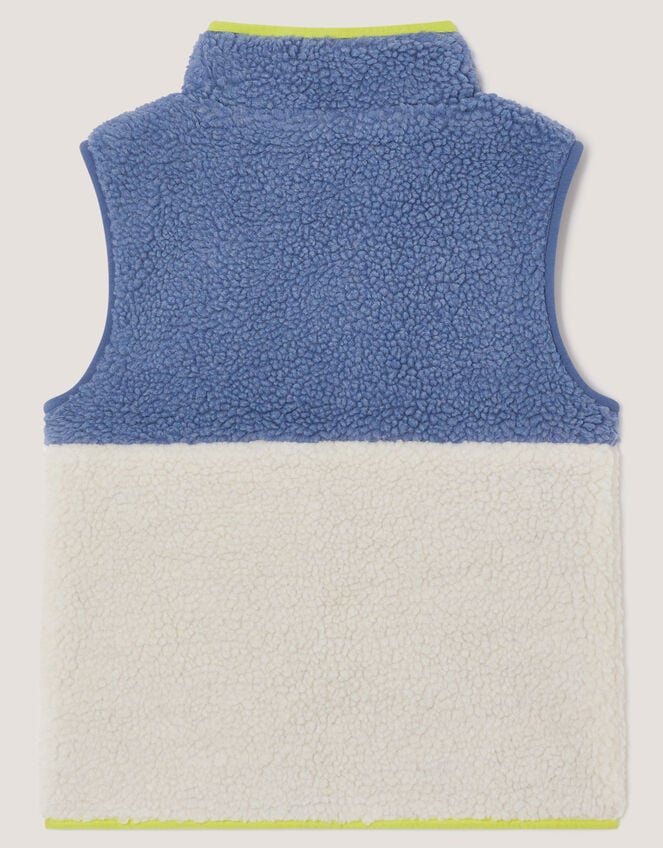 Colourblock Borg Fleece Gilet, Blue (BLUE), large