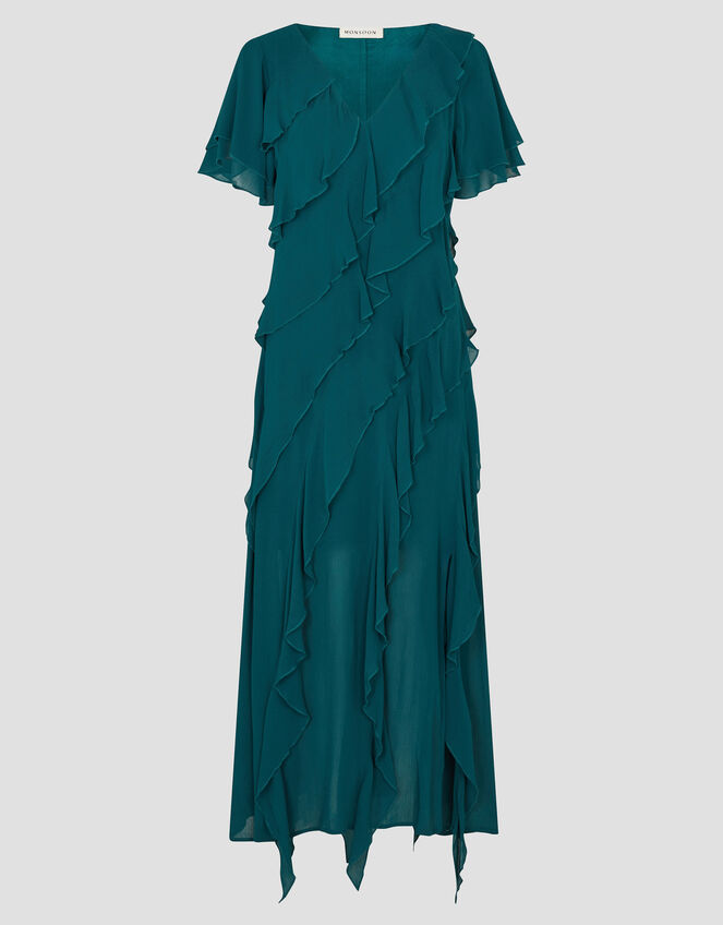 Renata Ruffle Maxi Dress, Teal (TEAL), large