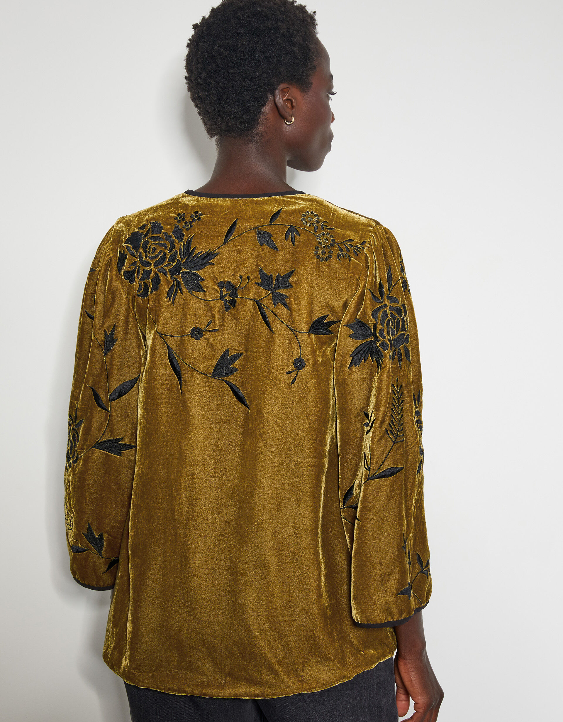 Velvet floral jacket discount
