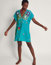 Bonita Embellished Kaftan, Blue (TURQUOISE), large