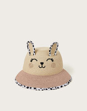 Baby Spot Bunny Straw Sun Hat, Pink (PINK), large