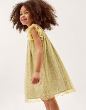 Darcie Ditsy Floral Mesh Dress, Yellow (YELLOW), large
