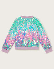 Sequin Ombre Bomber Jacket, Purple (PURPLE), large