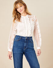 Jill Lace Blouse, Ivory (IVORY), large