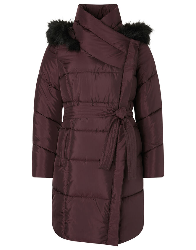Patsy Long Padded Coat in Recycled Fabric Brown | Women's Coats ...
