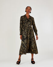 Simba Foil Print Dress in Sustainable Viscose, Black (BLACK), large