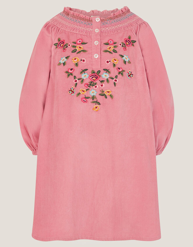 Floral Embroidered Corduroy Dress, Pink (PINK), large