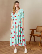 Tilly Floral Midi Dress with LENZING™ ECOVERO™ , Blue (TURQUOISE), large