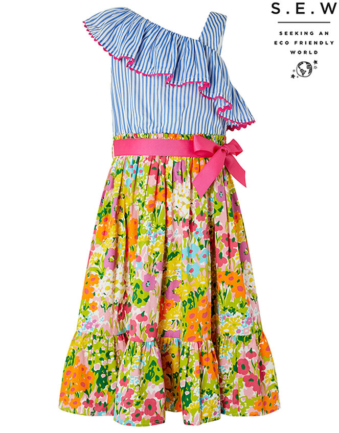 Mabel 2-in-1 Stripe and Floral Maxi Dress, Blue (BLUE), large