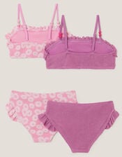 2-Pack Crinkle & Floral Bikini Sets, Multi (MULTI), large