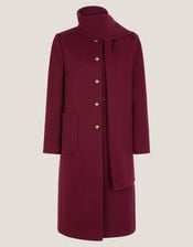 Alicia Scarf Coat, Red (BURGUNDY), large
