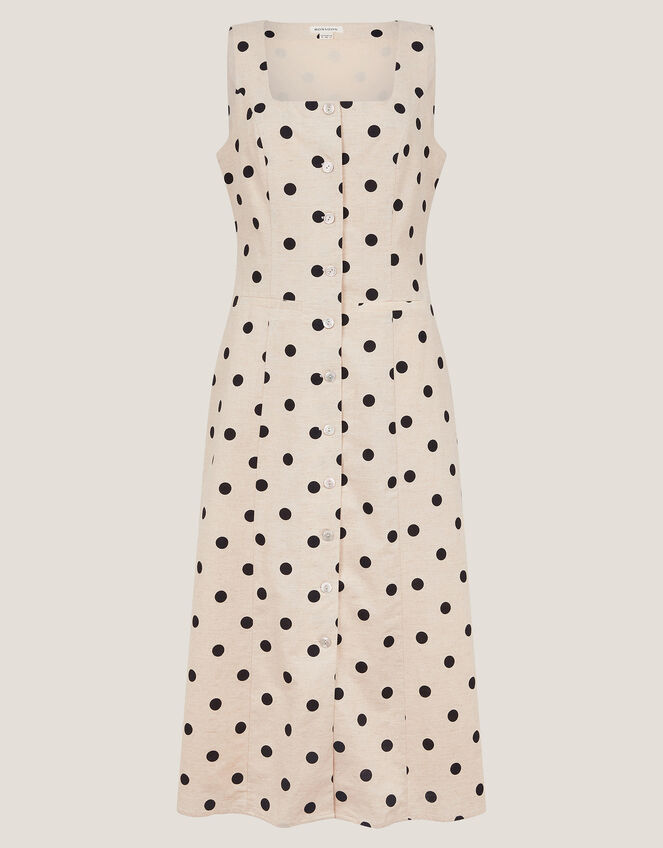 Isabel Polka Dot Midi Dress, Ivory (IVORY), large