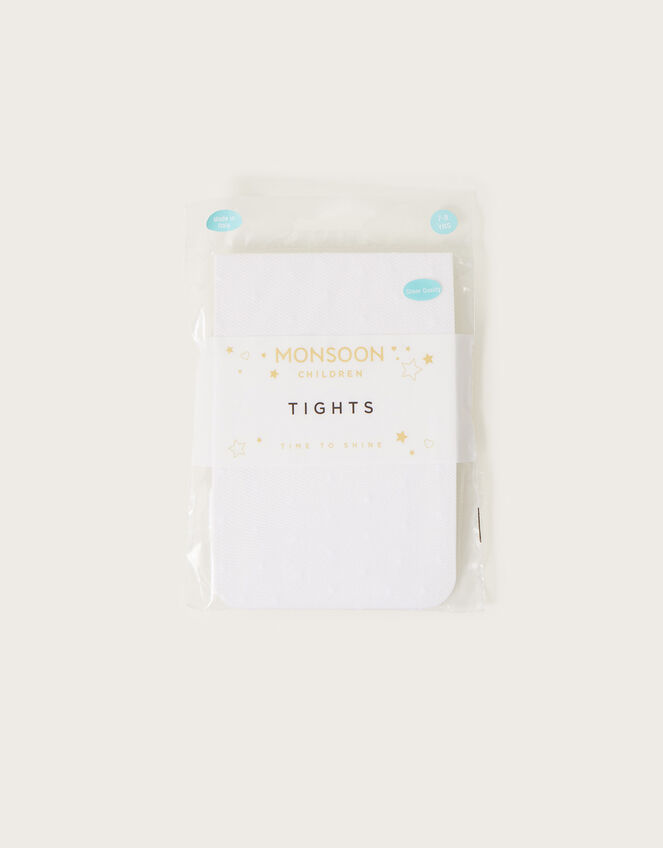 Semi-Sheer Spotty Tights, White (WHITE), large