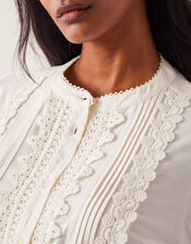 Lia Lace Puff-Sleeve Blouse, Ivory (IVORY), large