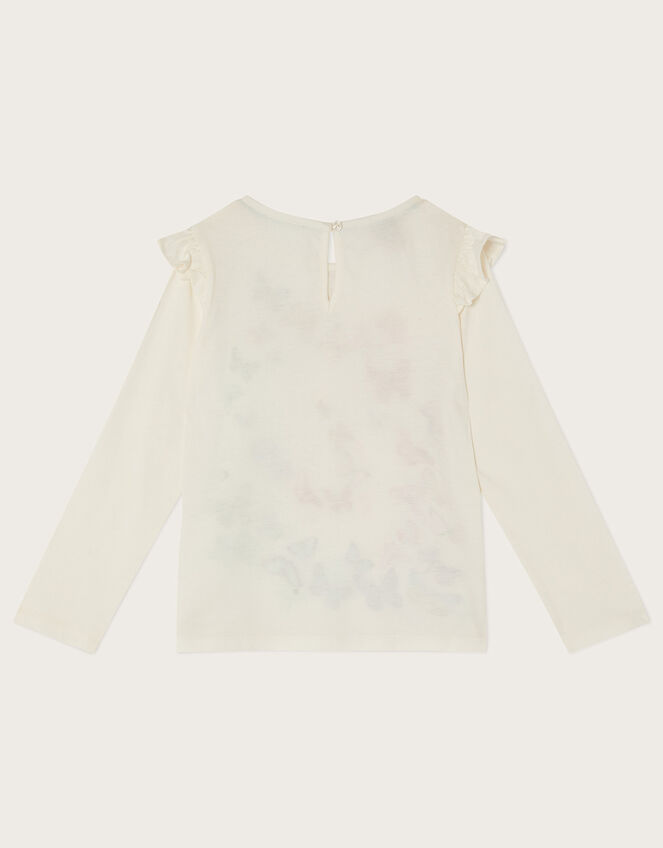 Butterfly Frill Long Sleeve T-Shirt, Ivory (IVORY), large