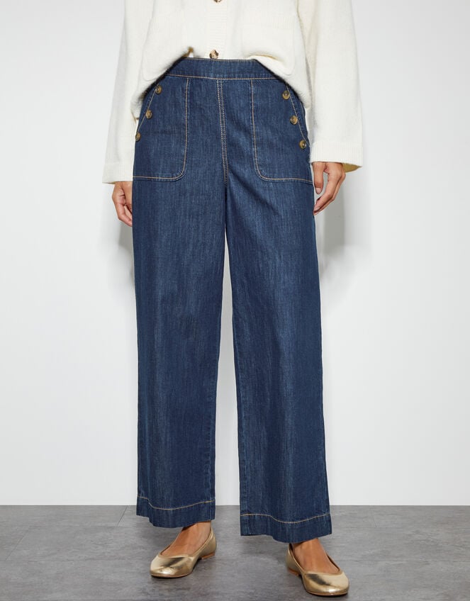 Harper Short Wide Leg Crop Jeans, Blue (INDIGO), large